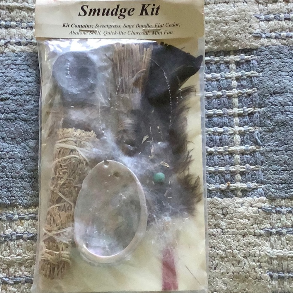 Natural Smudge Kit with Abalone Shell and Feathers